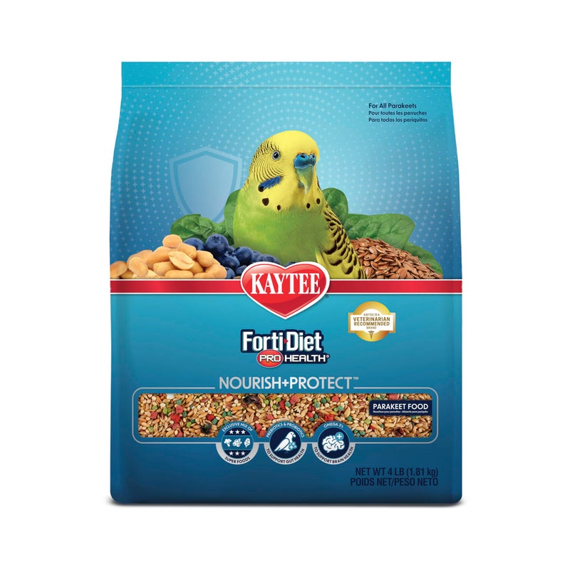 Kaytee Forti-Diet Pro Health Nourish+Protect Parakeet Food, Comprehensive Nutrition Backed by Science, Digestive Health, Immune Support, 4 pounds - Image 1